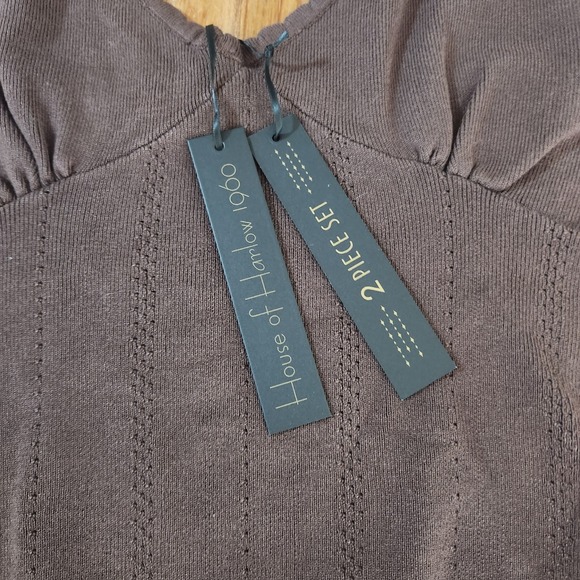 House of Harlow 1960 Women's 2 Piece Knit Skirt Top Set Lrg NWT Strappy Babydoll - Picture 11 of 15